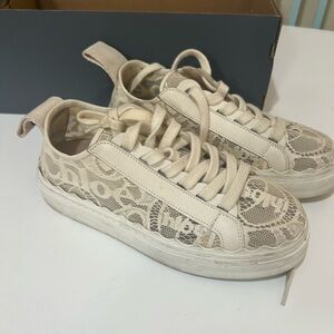 Chloe Cream Lace Women's Sneakers